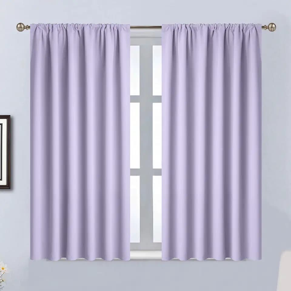 Yakamok Lilac Rod Pocket Blackout Curtains 54 inches Long for Bedroom