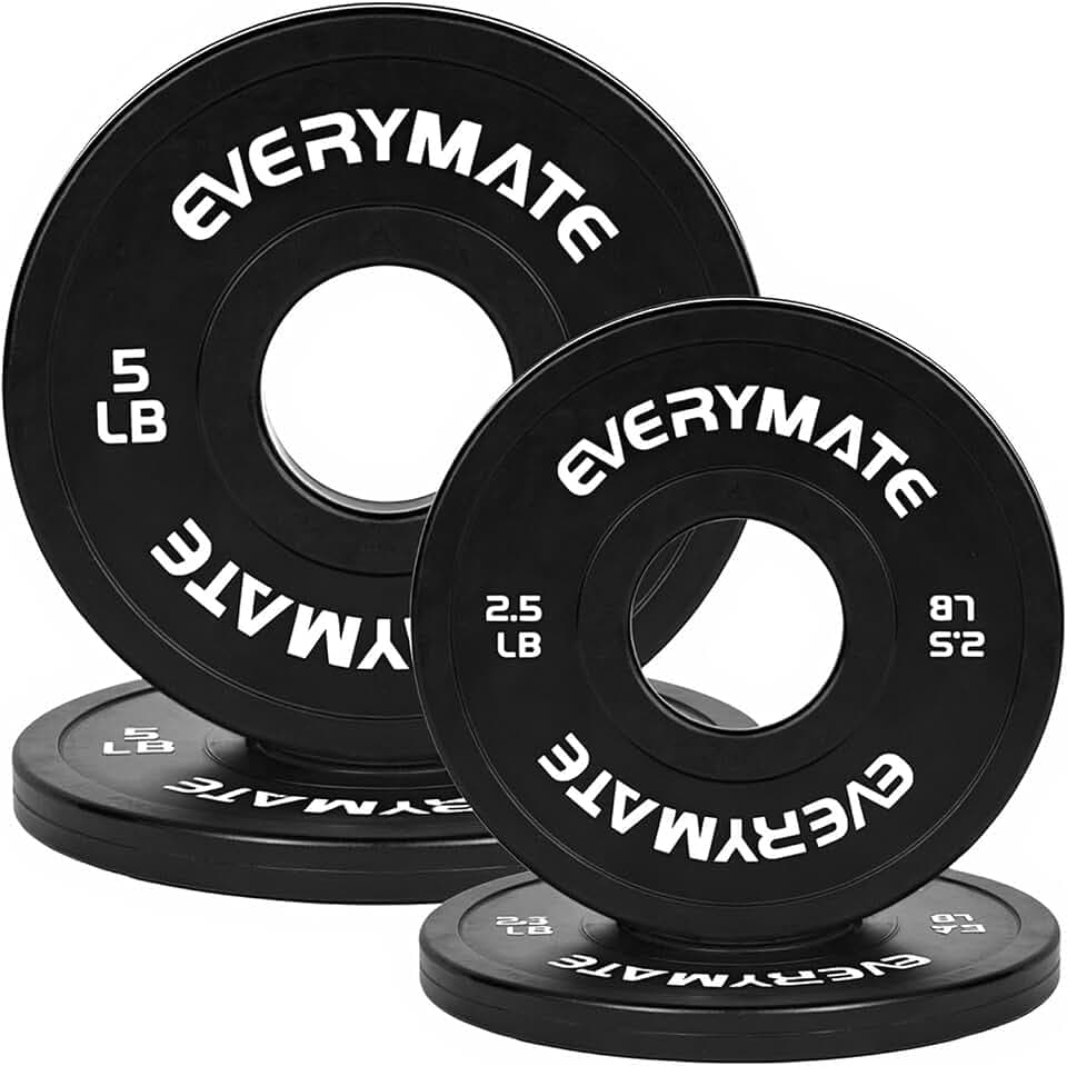 EVERYMATE Change Weight Plates 1.25LB 2.5LB 5LB Set Fractional Olympic Bumper Plates for Cross Training Steel Insert Strength Training