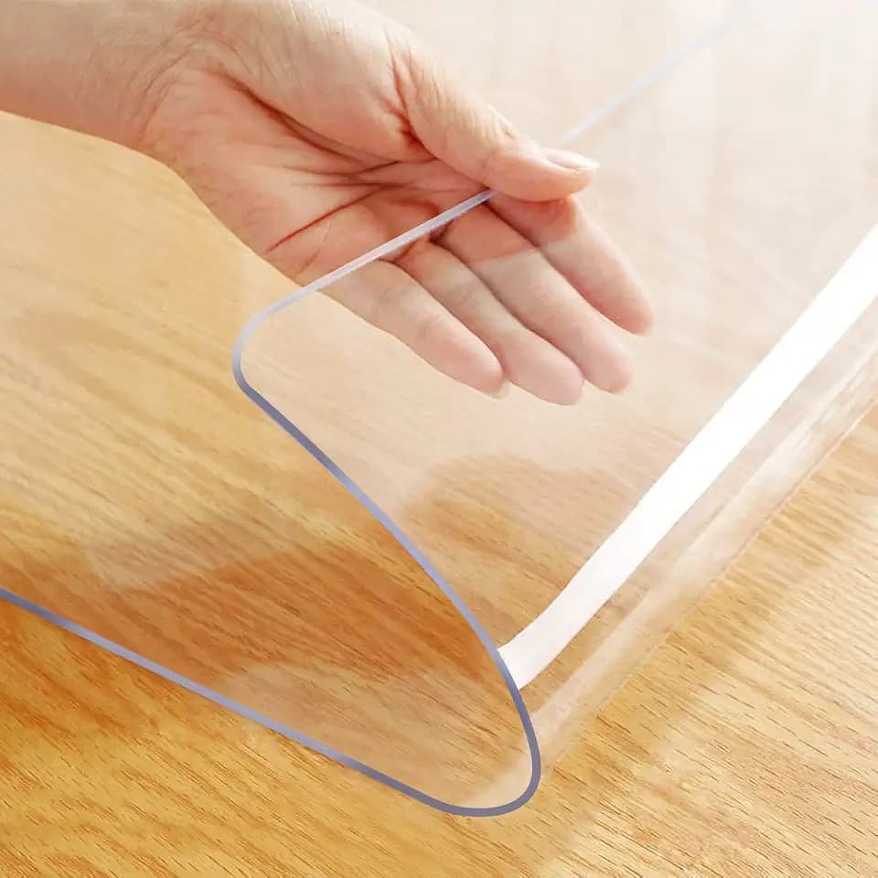 Easy Clean Waterproof Pet Fedding Mat Clear PVC Table Protector Crystalt Plastic Tablecloth Cover Mat for Coffee Table Dining Room Table Birthday Patry Buffet Table Non-Slip 46x84 Inch 1.5mm Thick