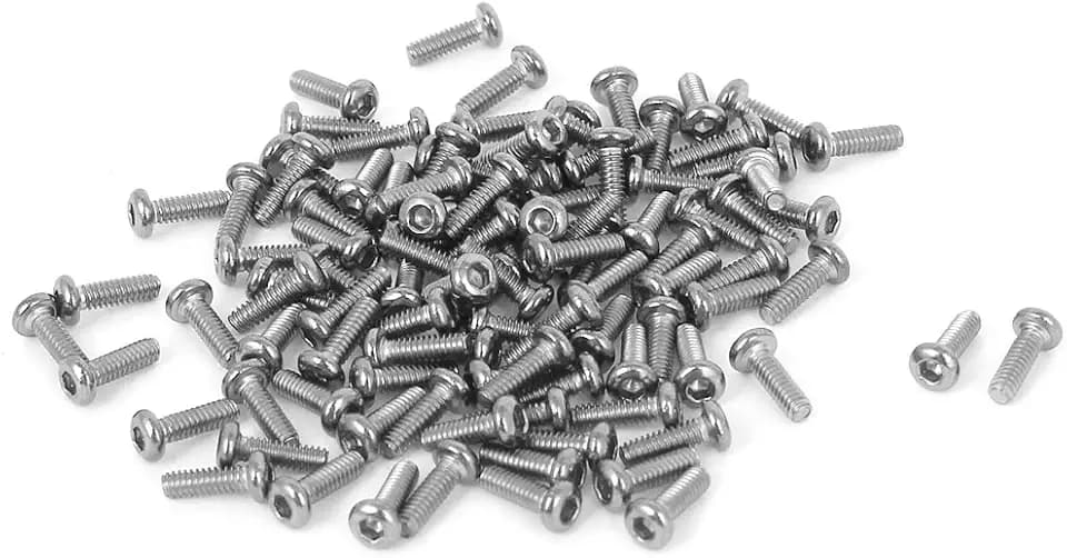 uxcell M2x6mm Stainless Steel Hex Socket Button Head Cap Bolts Screws 100 Pcs