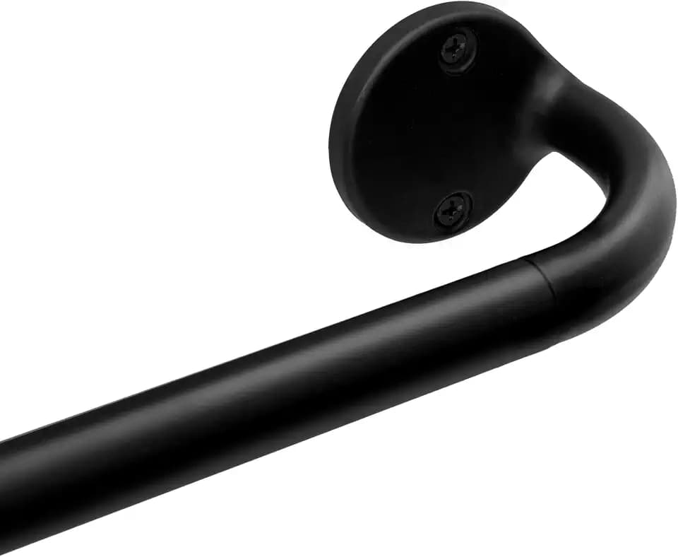 Blackout Wrap Around Curtain Rod 48-88, 3/4" Curtain Rods for Windows Adjustable, Heavy Duty Telescoping Drapery Rods for Bedroom, Living Room, Kitchken, Black