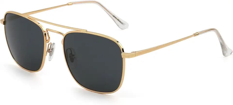JIM HALO Retro Square Aviator Sunglasses Premium Glass Lens Men Women