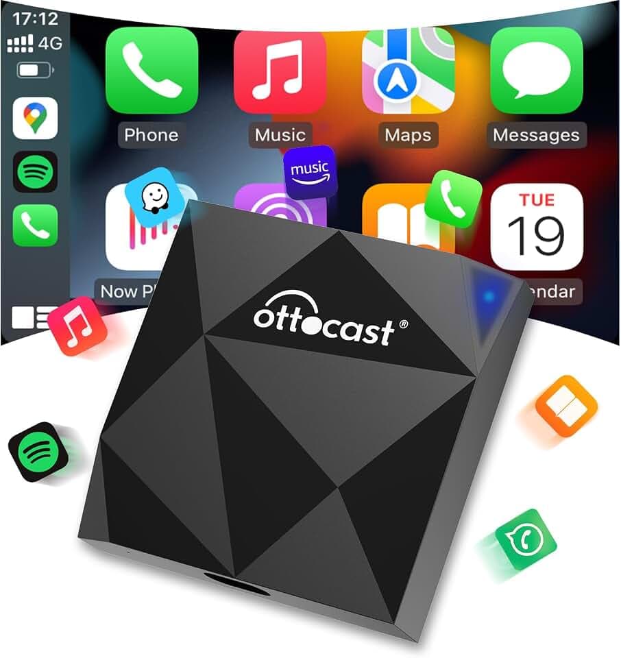 OTTOCAST CarPlay-Wireless-Adapter für iPhone, Kabellos CarPlay Dongle Automatische Verbindung Drahtloses Kompatibel mit verkabelte CarPlay-Funktion im Auto(Baujahr: 2016-2024)