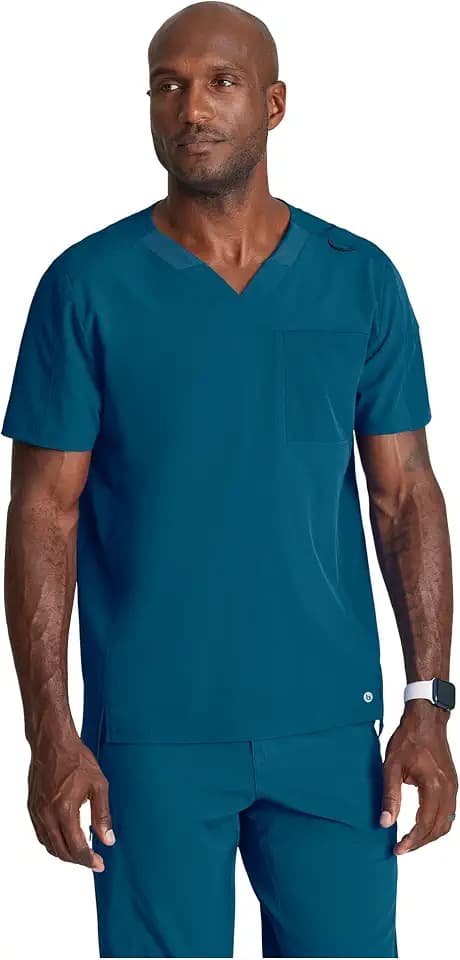 BARCO One Men’s Velocity Scrub Top – 2 Pocket Ribbed V‑Neck Top