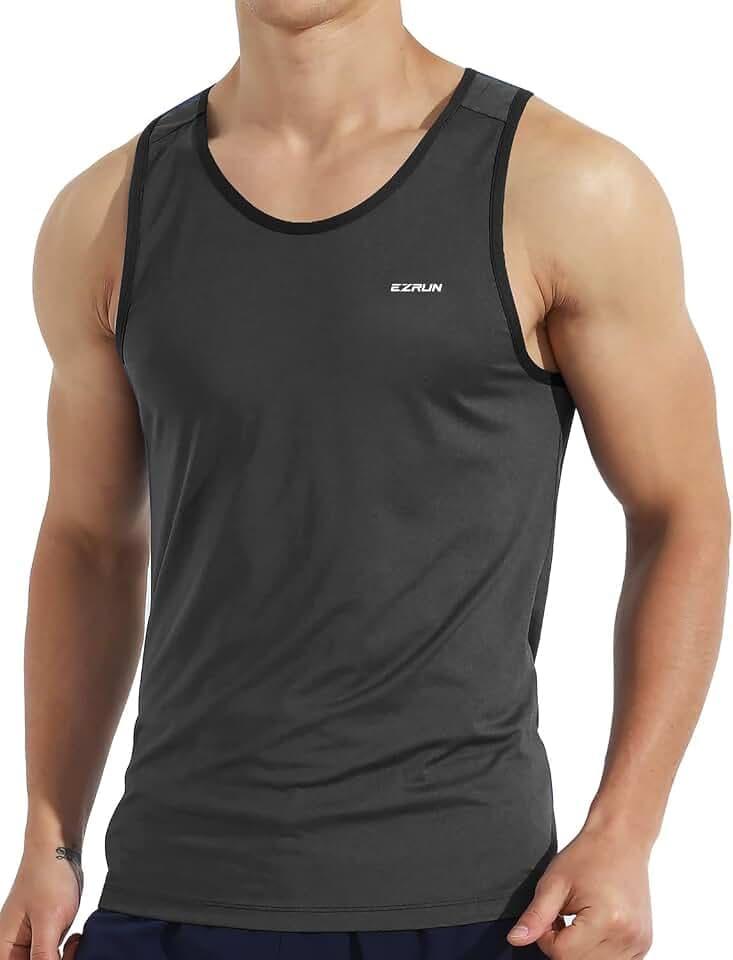 EZRUN Men's Quick Dry Tank Top UPF 50+ Workout Shirt for Gym & Running