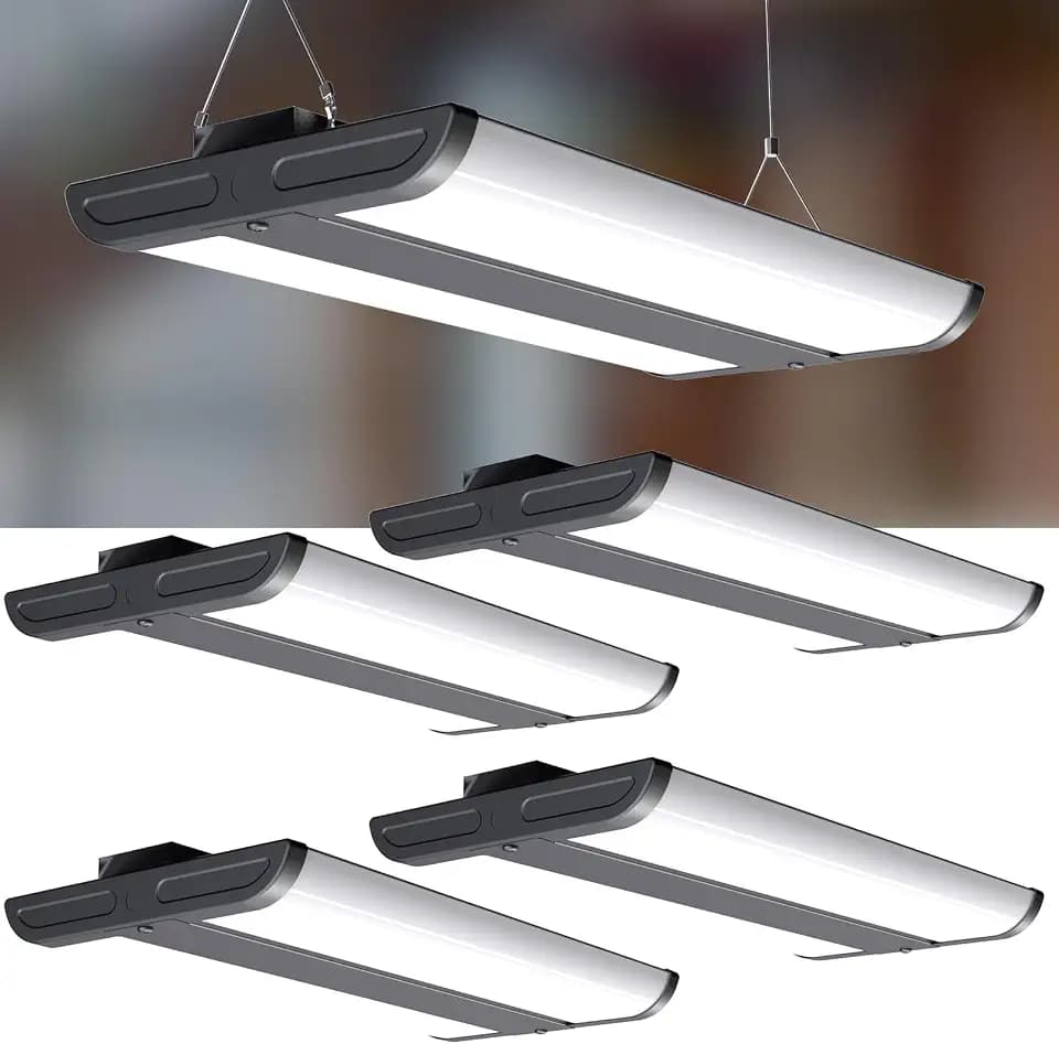 Lightdot 4FT LED High Bay Shop Lights, 265W 37100LM (Eqv. 1000W MH) 5000K, 100-277V, Driver Included | Linear 2x4 Large Coverage Fixtures for Warehouse, Garage | ETL Listed, 4Pack,Black