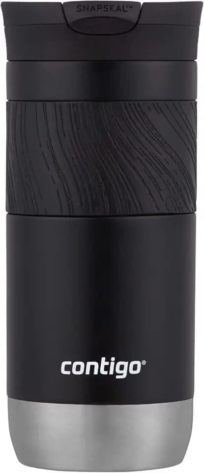 Contigo Byron Vacuum-Insulated Stainless Steel Travel Mug with Leak-Proof Lid Reusable Coffee Mug or Water Bottle BPA-Free 16oz Licorice Keeps Beverages Hot for 6 Hours or Cold for 12 Hours