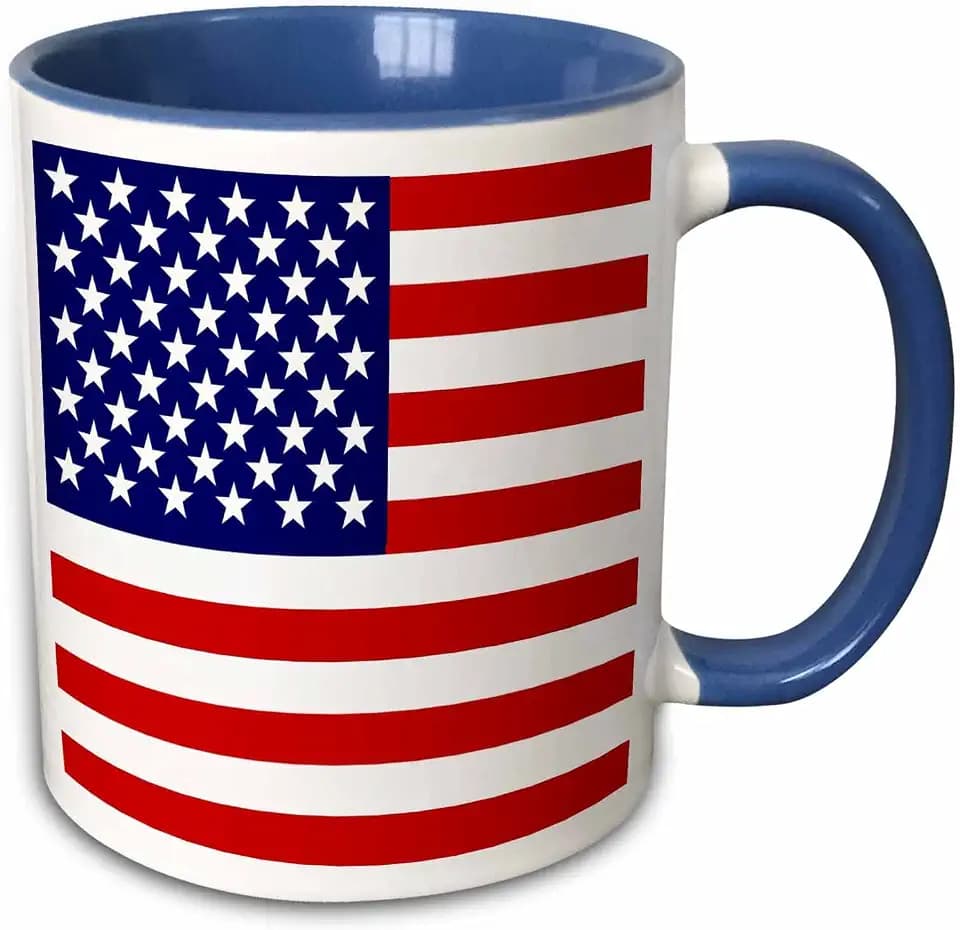 3dRose American Flag - Patriotic USA stars & stripes 15oz Two-Tone Blue Mug