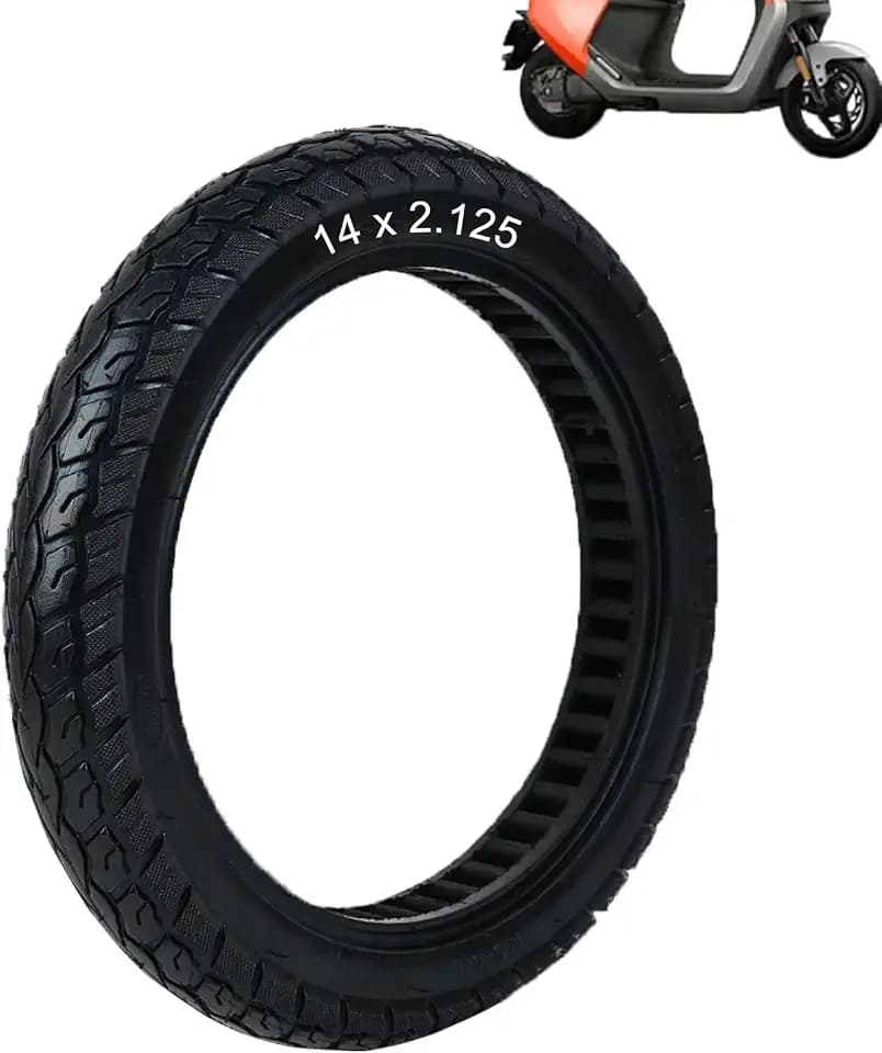 14x2.125 Electric Bike Solid Tire, 14x2.125 Tubeless Tire, No Inflation Required Explosion-Proof Anti-Puncture Tire for Electric Bike