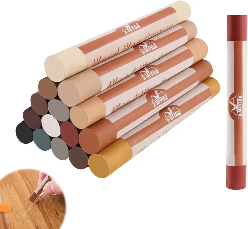 Wood Filler Sticks - 16 Colors Wood Repair Wax Crayons, Furniture Scratch Wax Stick Pen for Repairing Scratches, Scuffs, Cracks, and Holes on Wooden Floor, Cabinet, Laminate, Hardwood