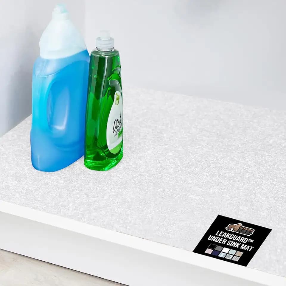 GORILLA GRIP LeakGuard Under Sink Mat for Kitchen Cabinet, 24x60 White