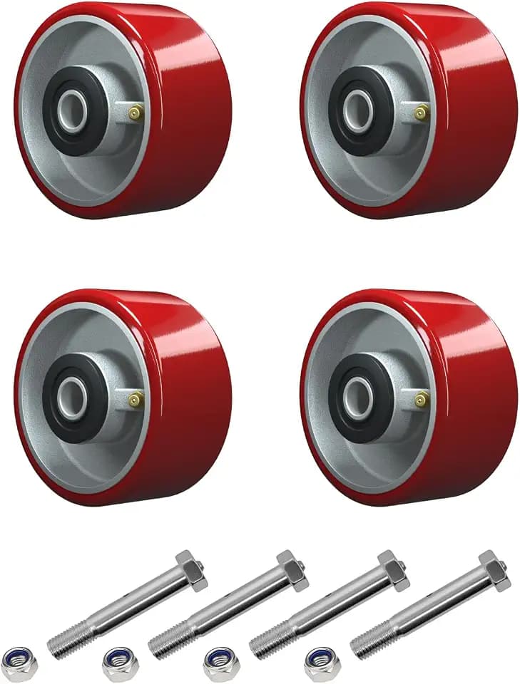 4 inch Caster Wheels Heavy Duty, Polyurethane on Steel Wheel, 1/2" Bore - Set of 4 Replacement Caster Wheel with 3200 lbs Capacity (4 PACK)