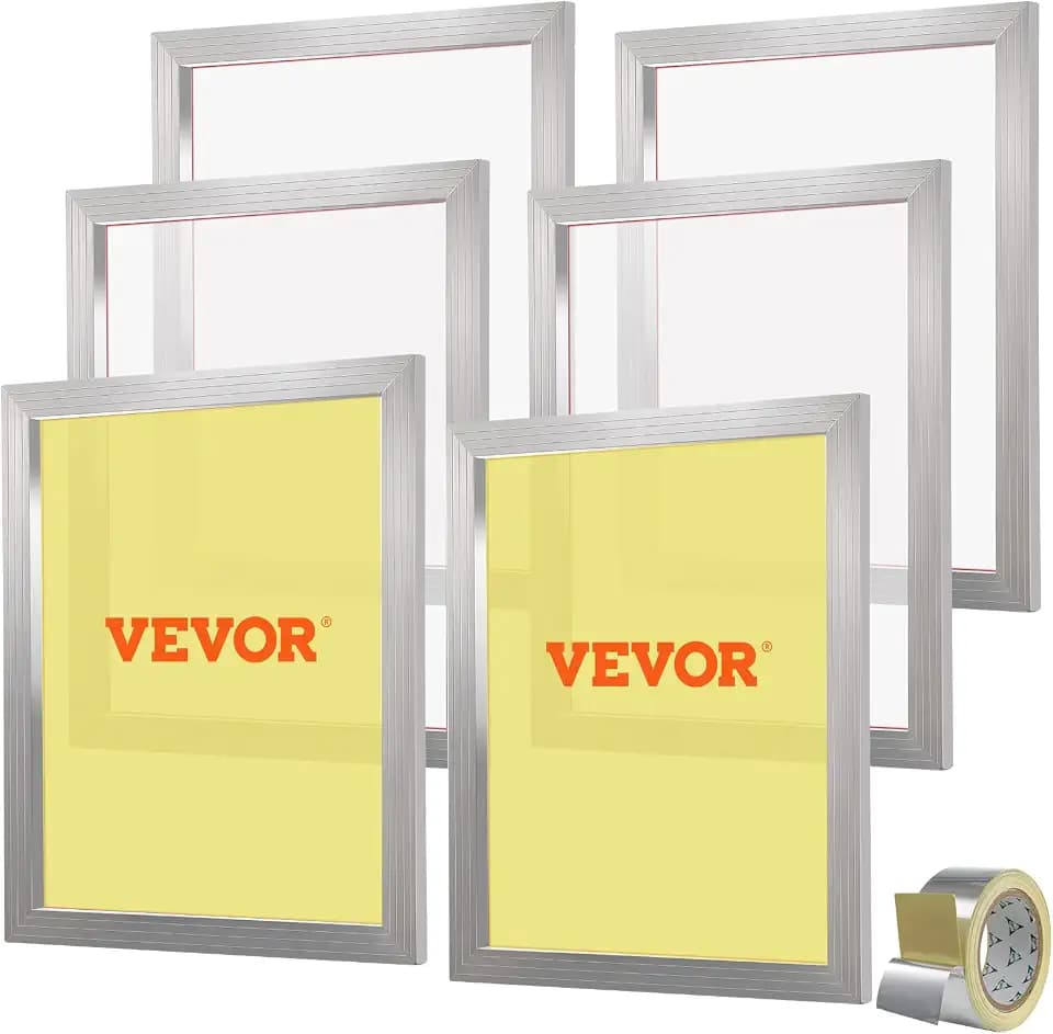 VEVOR Screen Printing Kit, 6 Pieces Aluminum Silk Screen Printing Frames, 20x24inch Silk Screen Printing Frame with 160 Count Mesh, High Tension Nylon Mesh and Sealing Tape for T-Shirts DIY Printing