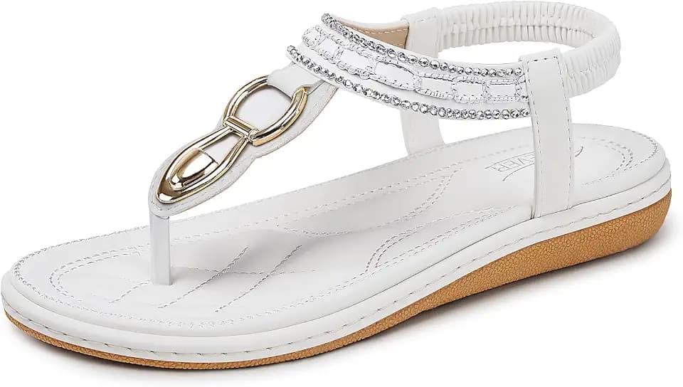 SHIBEVER Flat Sandals for Women Dressy: Comfortable Thong Slip On Sandal