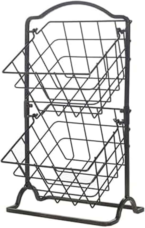 Gourmet Basics by Mikasa General Store 2-Tier Metal Countertop Fruit Storage Basket, Antique Black
