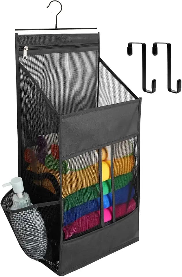 ALYER Hanging Plastic Grocery Bag Holder and Dispenser,Mesh Over the Cabinet Door Organizer with Easy-Access Openings for Kitchen Towel,Bras,Laundry,Installation Free(Black, 21.7"H * 11.8"W * 5.9"D)