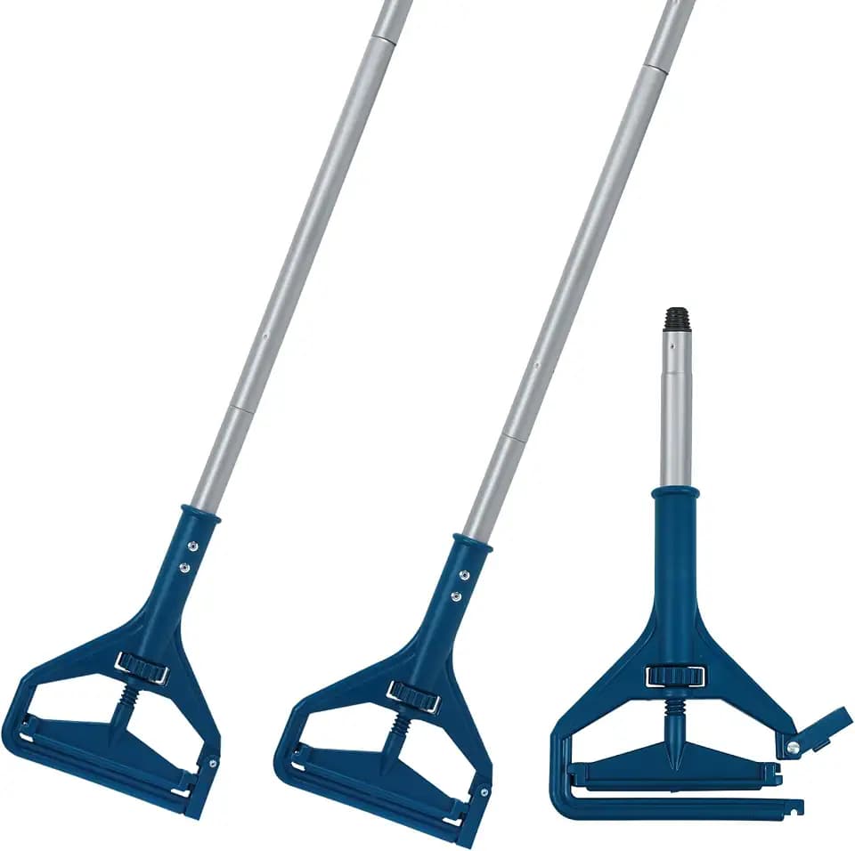 KalTell 2PK Commercial Quick-Change Iron Mop Handle, Heavy Duty Mop Head Replacement Holder for Wet Mop Floor Cleanig, Janitor Supplies