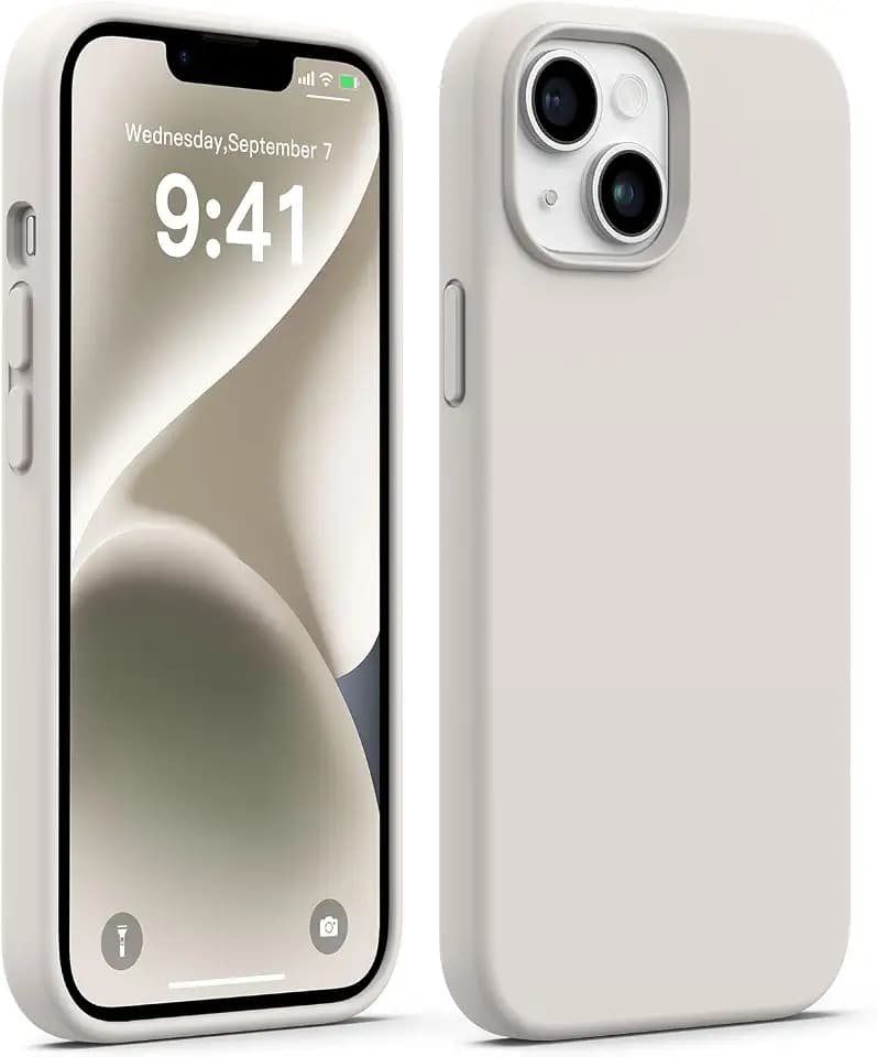 AOTESIER Compatible with iPhone 14 Case, Full Body Food-Grade Silicone Wear-Resistant, Anti-Drop Protection with Soft Anti-Scratch Microfiber Lining Phone Case, Stone