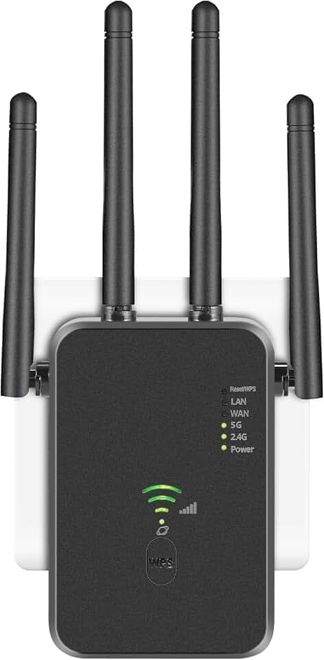 WLAN Repeater WLAN Verstärker 1200Mbit/s Dual-Band WiFi Booster mit Repeater/Router/Access Point Modus,4 Antennen,Einfache Einrichtung,WiFi Range Extender mit LAN/WAN Port