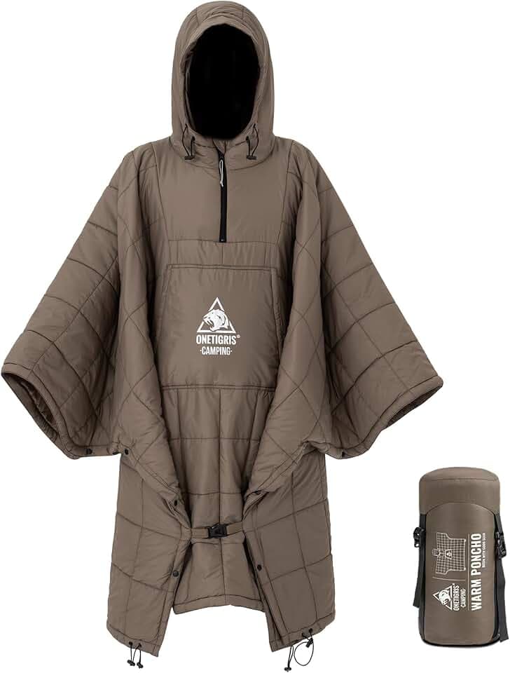 ONETIGRIS Camping Blanket Poncho, Wearable Hoodie Blanket for Outdoors