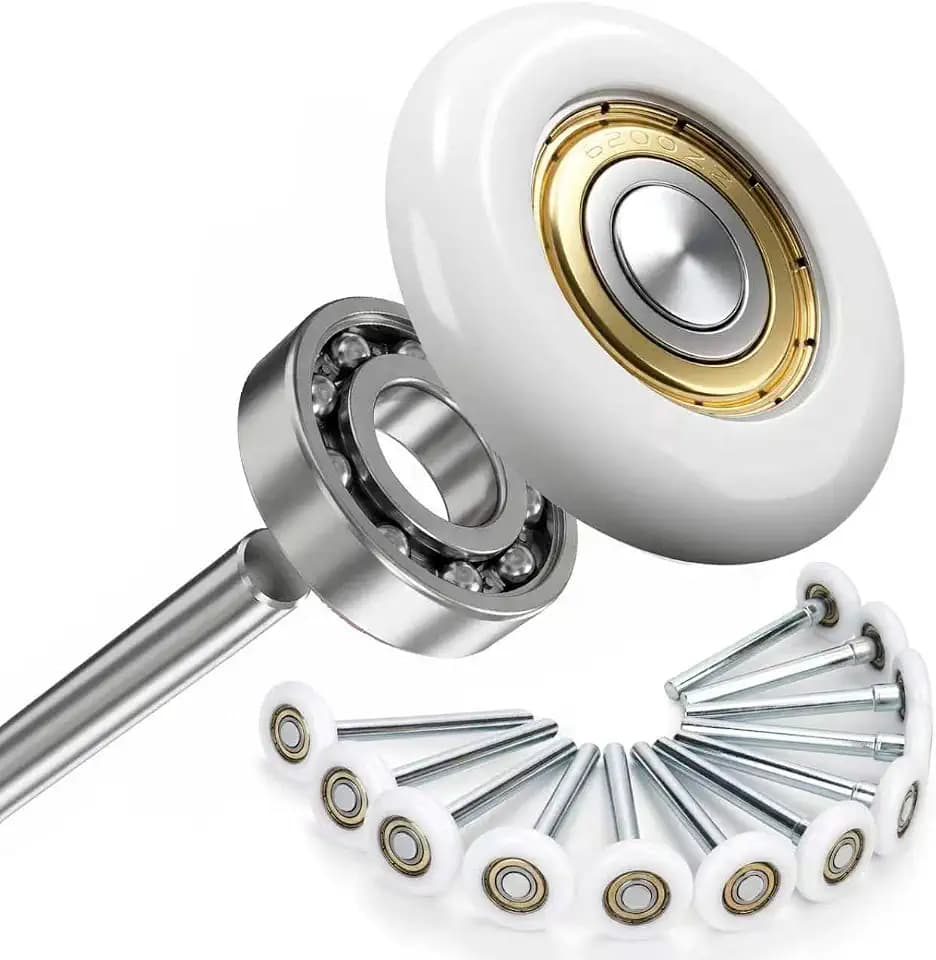 12 Pack Garage Door Rollers Replacement, 2” Nylon Garage Rollers with 6200-zz Dual Sealed Bearings, Quiet & Smooth Operation, Heavy-Duty 4” Steel Stem for Standard Residential Garage Doors