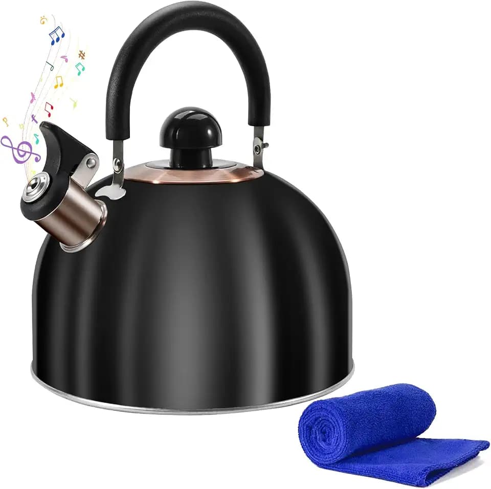 2.6 Qt Stainless Steel Whistling Tea Kettle Stovetop - Black