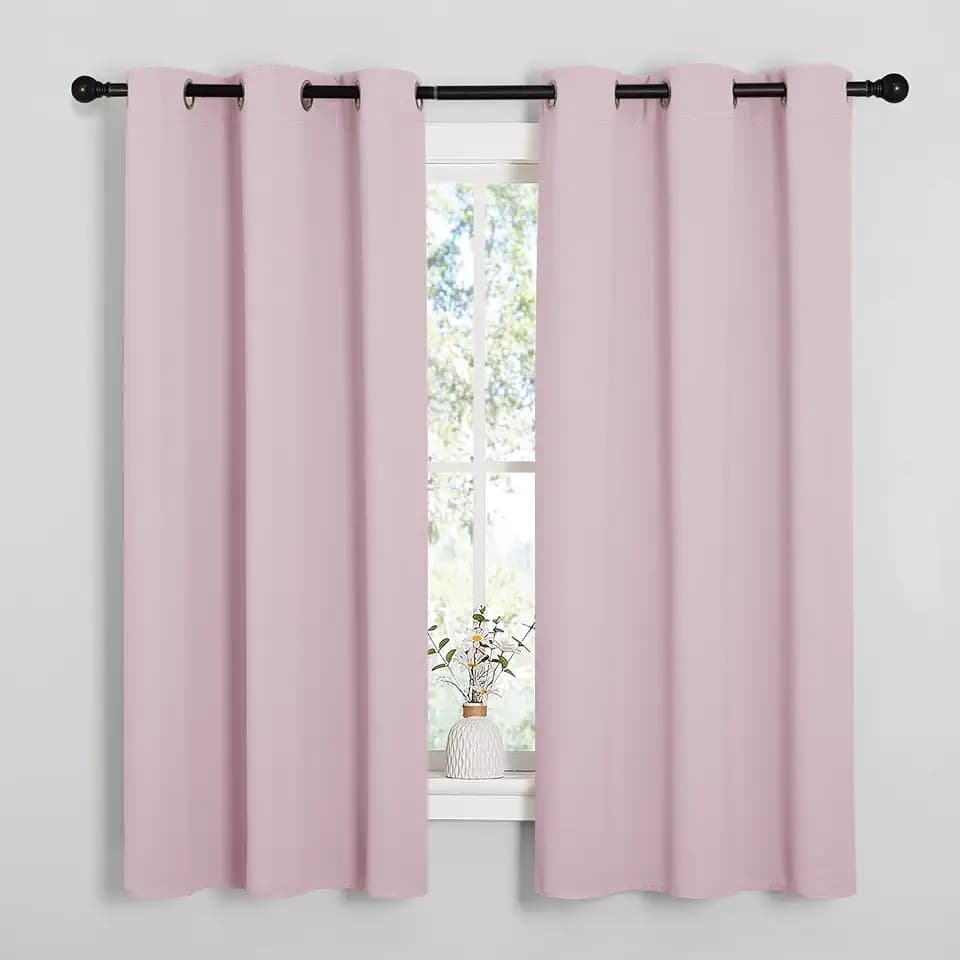 NICETOWN Baby Pink Blackout Curtains for Laundry 42" w x 48" L 2 Panels