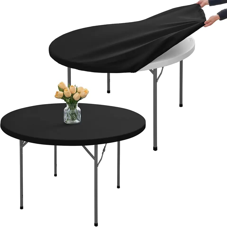 Small Fitted Round Table Cover, Cocktail Tablecloth, Elastic Edge