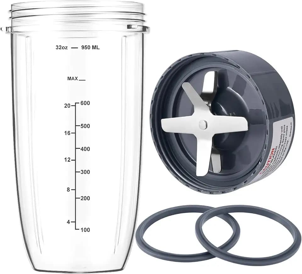 New Blender Cup and Blade Replacement Parts32oz Cup and Extractor Blade and 2 RubberGaskets 4-Piece Compatible with NutriBullet High-Speed Blender/Mixer System 600W/900w Series