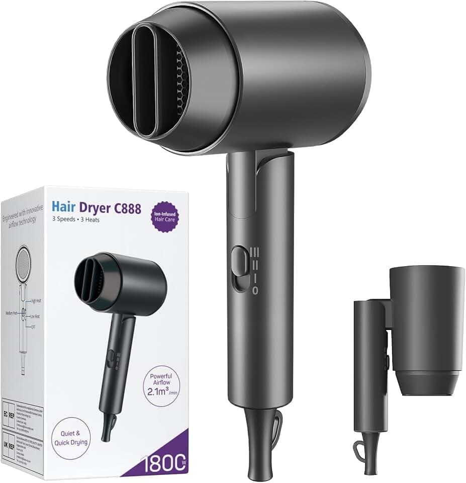 Föhn 1800W Ionen‑Haartrockner, klappbar kompakter Reiseföhn, Hair Dyer