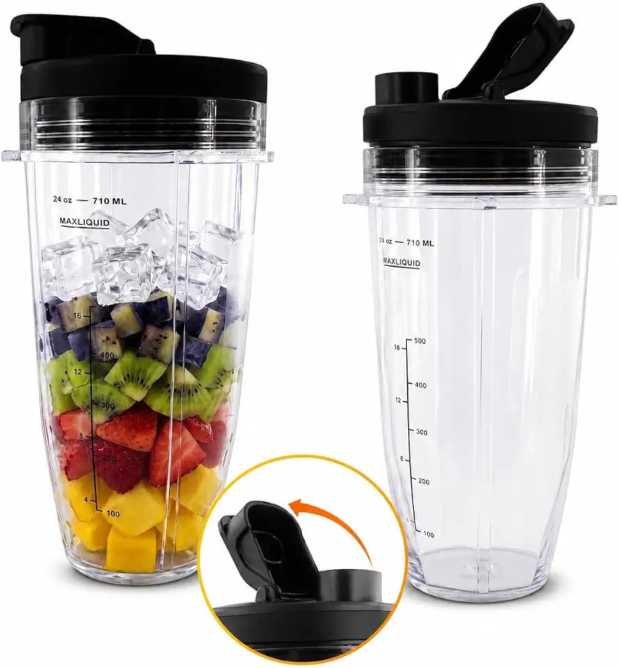 24 Oz Replacement Cups for Ninja Blender, 2 Pack, Twist-On Design