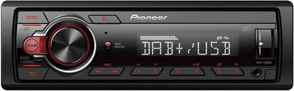 Pioneer MVH-130DAB-AN, 1-DIN-Autoradio mit RDS und DAB+, USB, AUX-Eingang, geringe Einbautiefe, inklusive DAB-Antenne