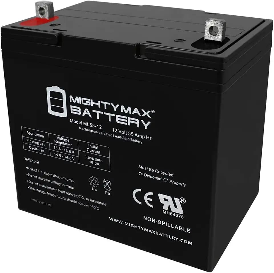Mighty Max Battery 12V 55Ah Power Boat Pontoon Electric Trolling Motor Deep Cycle Battery