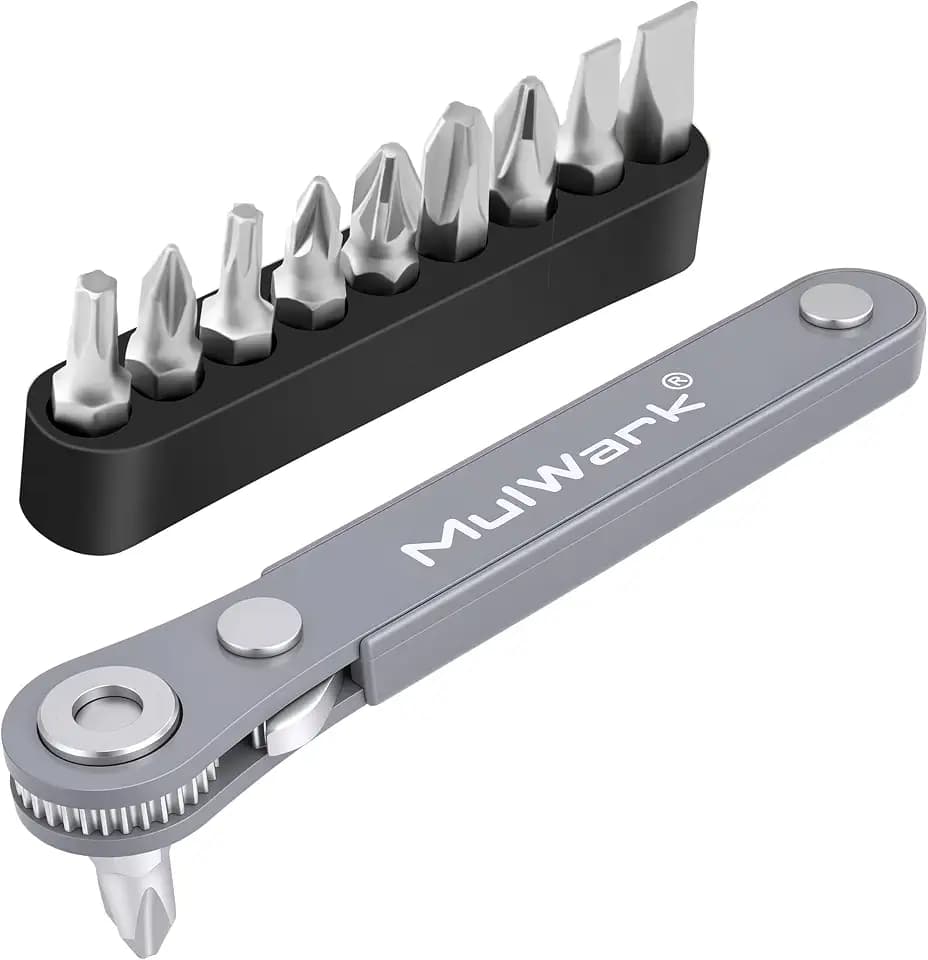 MULWARK 11pc Right Angle Screwdriver 1/4 Mini Ratchet Wrench Close Quarters Pocket Screwdriver Set with High Torque & Low Profile- EDC Tool with 90 Degree Mini Offset Reversible Drive Handle