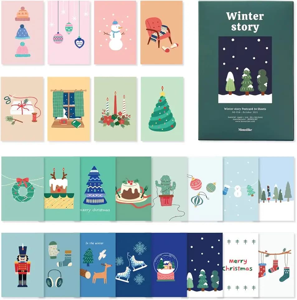 Monolike Winter Story Single card - mix 24 pack, lovely 24 Single card