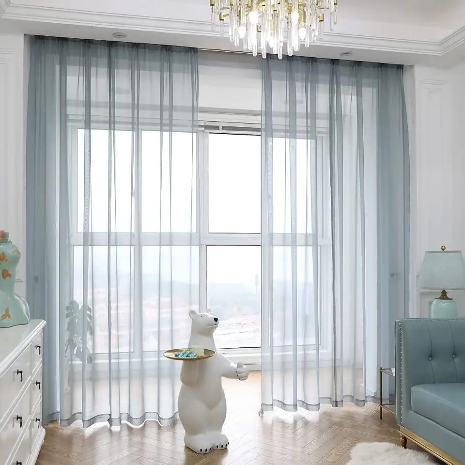PHILEASY Window Sheer Light Gray Curtains 84 Inches Long 2 Panels Sheer Curtains Sheer Curtain Clear Transparent Basic Rod Pocket Panel 15 Colors 10 Size for Bedroom Living Room Yard Kitchen
