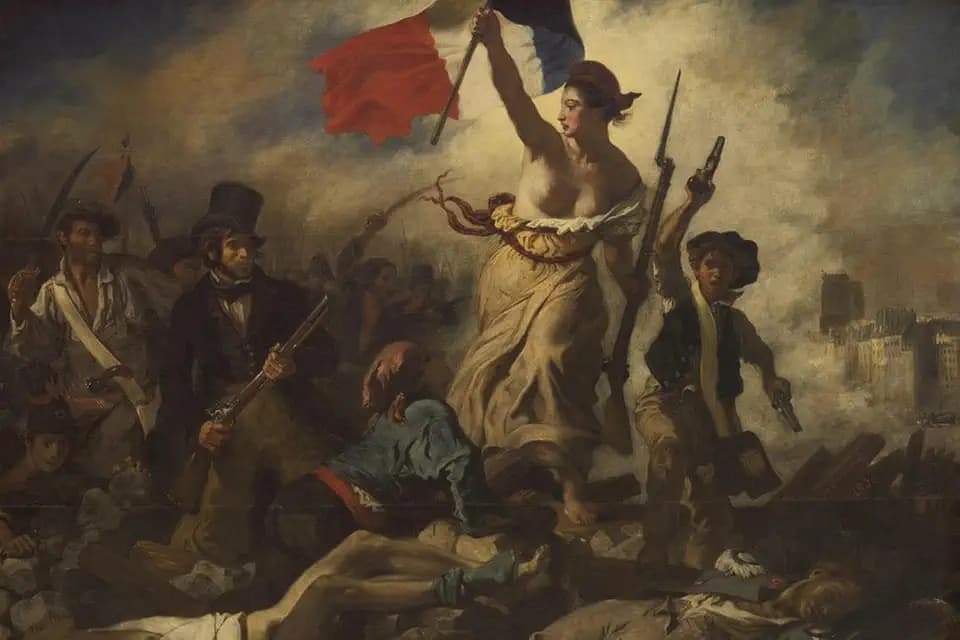 ART.COM Wall Art Print Liberty Leading the People by Eugene Delacroix, 24" x 16"