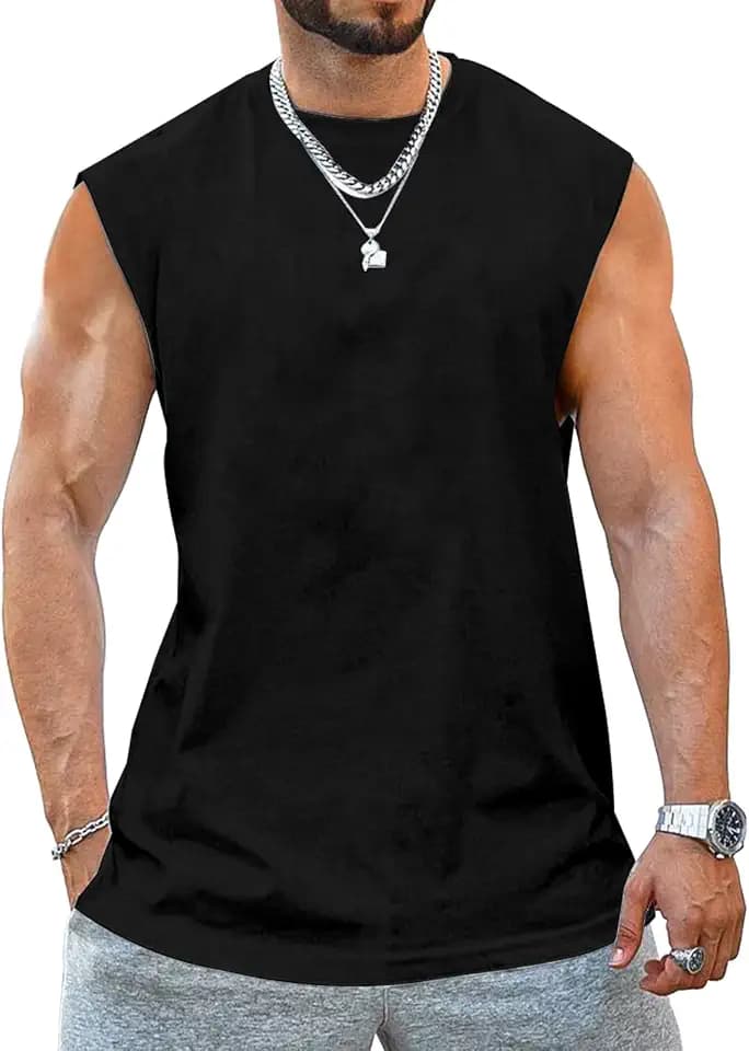 Aoysky Men's Crewneck Sleeveless Athletic Tank Top Performance Workout Muscle Cut Tee Tops