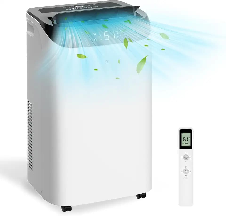 14,000 BTU Portable Air Conditioner Cools Up to 700 Sq.Ft, 3-IN-1 Energy Efficient Portable AC Unit with Remote Control & Installation Kits for Large Room, Office, Temporary Space