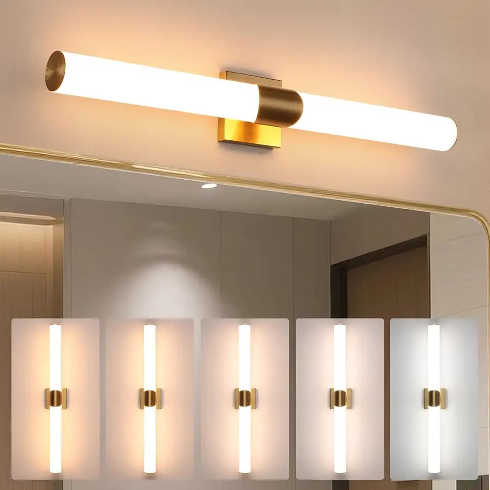 30" Gold Bathroom Vanity Lights, Wall Sconce with Acrylic Shade