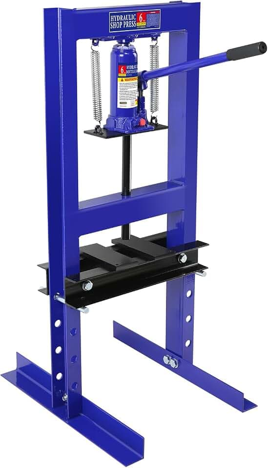 6 Ton Hydraulic Shop Press, Heavy-Duty h-Frame Garage Press with Adjustable Worktable & Stamping Plates – Ideal for Metal Bending, Straightening, Bearing & u-Joint Installation, Floor Standing Worksho