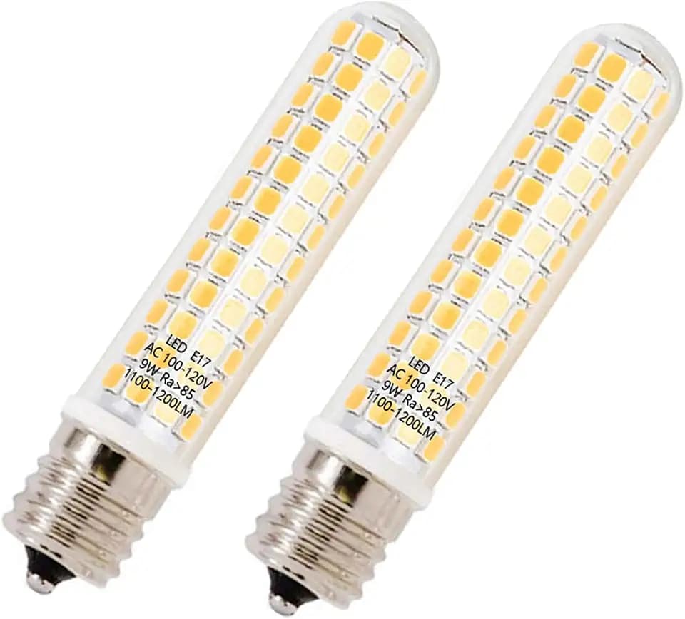 E17 LED,9W dimmable,Equivalent 100W Halogen Bulb,125×2835 SMD,AC110V/130V,1100LM,E17 LED Bulb Warm White 3000K Suitable for Over Counter Microwave Ovens (Pack of 2)