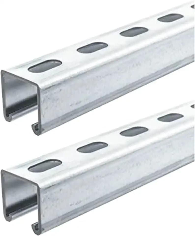 Strut Channel Trolley Track, 57 in (4.75 ft) 1-5/8" x 1-5/8", 12 Gauge Steel U-Channel, Galvanized Finish, Slotted Back. (Pack of 2)