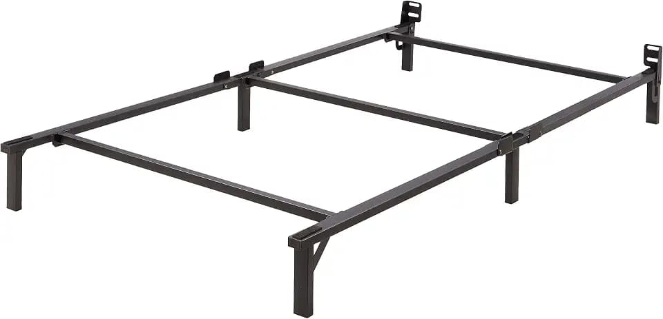 Amazon Basics Metal Twin Size Bed Frame, 6-Leg Base for Box Spring and Mattress Support, Tool-Free Easy Assembly, Black