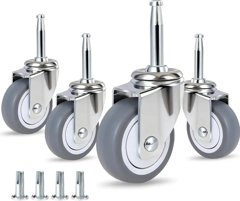 Enyke 2" Wet Dry Vac Repalcement Casters 500 LBS, 5/16" x 1-1/2" (8 x 38mm) Stem Casters, TPR Rubber Casters Set of 4, Swivel Castors with Ball Bearing, for Furniture, Carts, Dolly, Vacuum