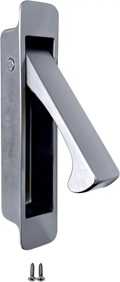 QCAA Forged Solid Brass Edge Pull, Sliding Pocket Door Pull Handle, Satin Nickel, 1 Pack, Made in Taiwan