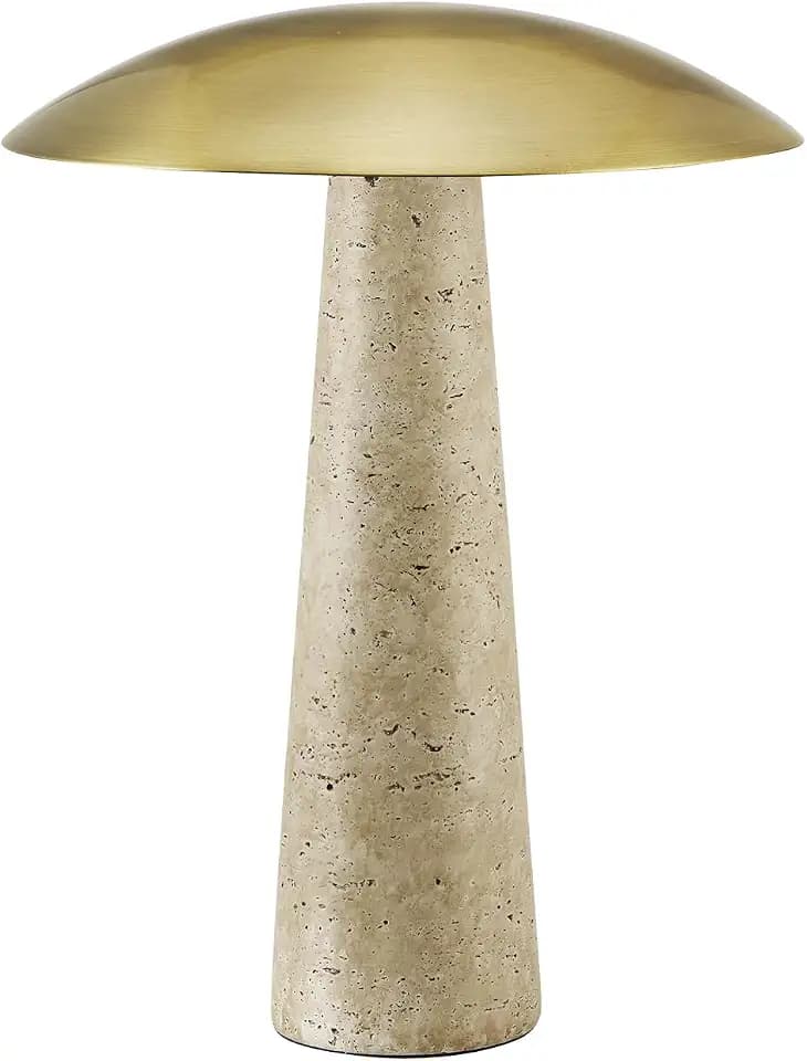Monarch Specialties AM 9401 Lighting, 15" H, Led, Table Lamp, Beige Resin, Gold Metal, Contemporary
