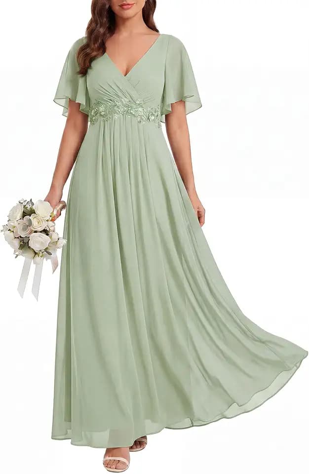 Ever-Pretty Womens V Neck Applique Mother of the Bride Dresses Formal Dress