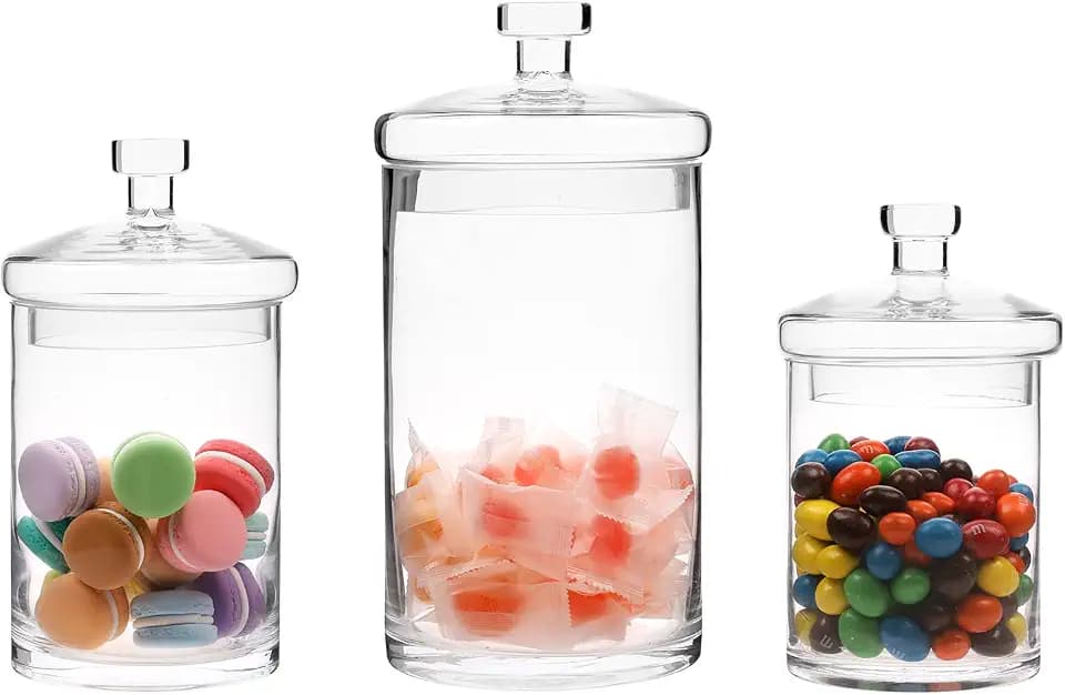 MyGift Glass Storage Jars with Lids, Kitchen & Bath Storage, Set of 3