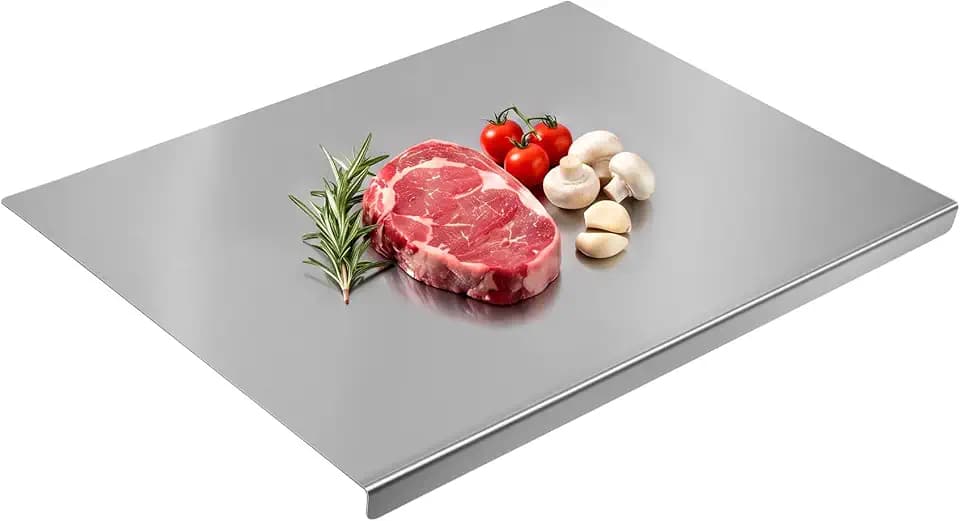 Stainless Steel Cutting Board with Lip, Metal Chopping Board for Kitchen Countertop, Single Stainless Steel Cutting Board For Food Prep (20 x 16 in / 50 × 40 cm)